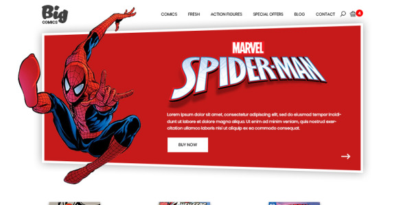 PSD шаблон на тему магазин комиксов