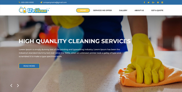 PSD шаблон на тему клининговая компания
