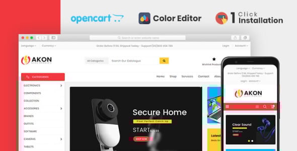 akon electronics store шаблон opencart