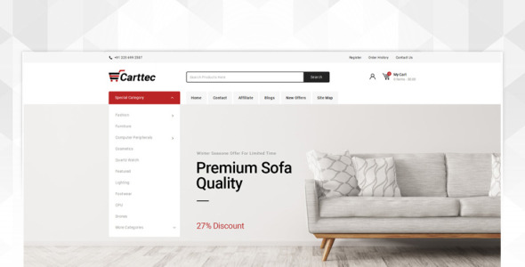 carttec accessories store opencart шаблон