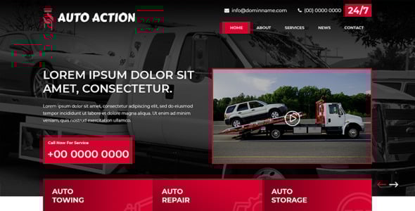 PSD шаблон на тему буксировка авто