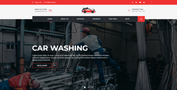 Адаптивный PSD шаблон на тему автомойка