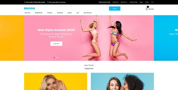 магазин купальников современный шаблон opencart