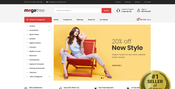 многоцелевой мега магазин prestashop тема