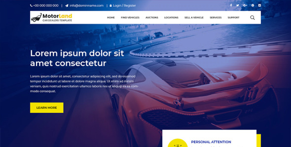 PSD шаблон на тему автодилер