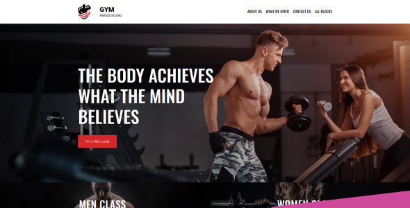 шаблон целевой страницы фитнес-студии