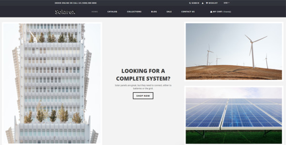 солнечная энергия многостраничная чистая тема shopify