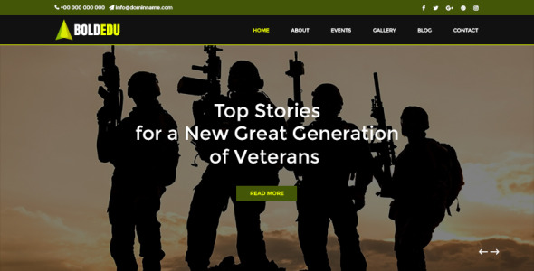 PSD шаблон на тему военная школа