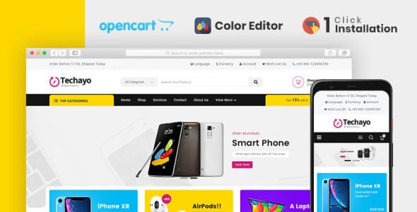 techayo магазин электроники opencart шаблон