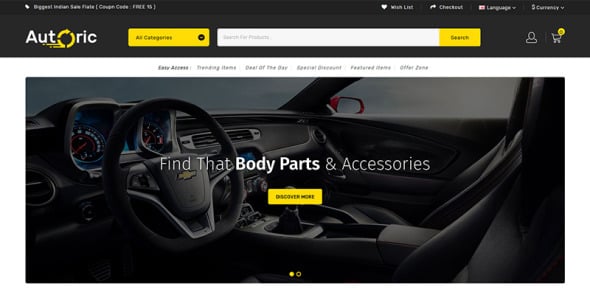 магазин запасных частей шаблон opencart