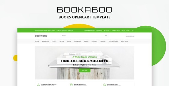 книги многостраничный чистый шаблон opencart