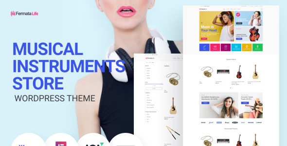 магазин музыкальных инструментов ecommerce classic elementor woocommerce theme