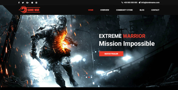 PSD шаблон на тему игровой портал