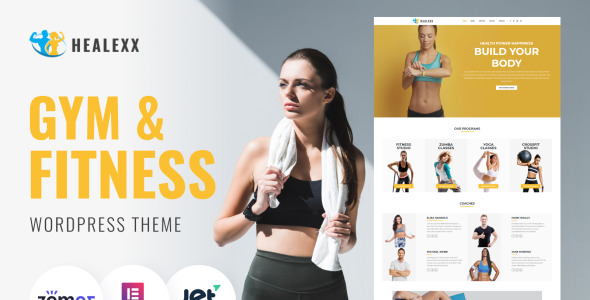 тренажерный зал многоцелевой современный wordpress элементор тема