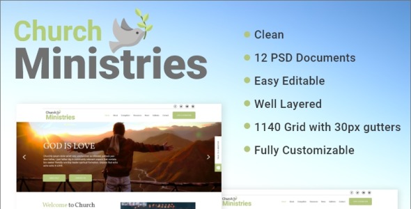 PSD шаблон на тему христианство