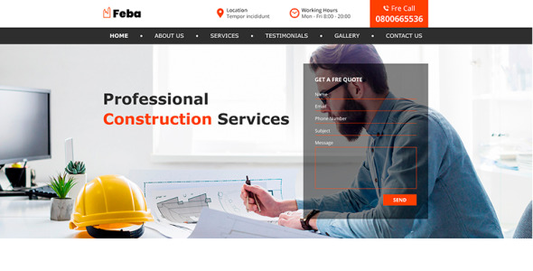 PSD шаблон на тему строительные компании