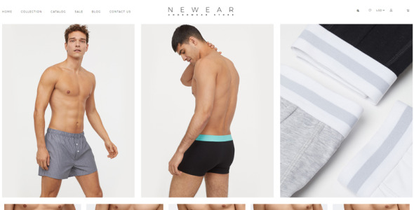 мужское нижнее белье многостраничная чистая тема shopify