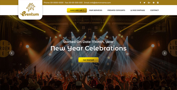 PSD шаблон на тему организатор событий