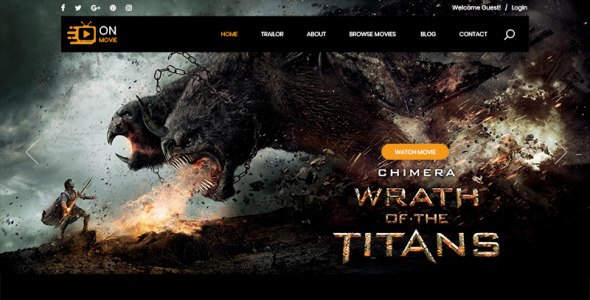 PSD шаблон на тему кино