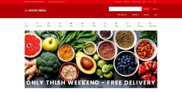 продовольственный магазин многостраничный творческий шаблон opencart