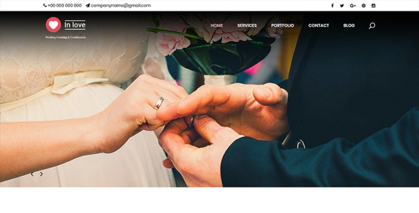 PSD шаблон на тему организация свадьбы