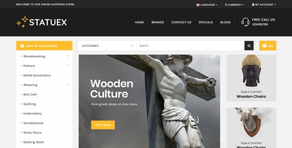 художественная галерея магазин шаблон opencart