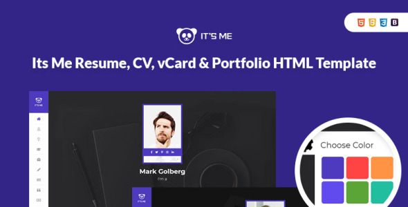 его мне резюме, cv, vcard &amp; portfolio landing page шаблон