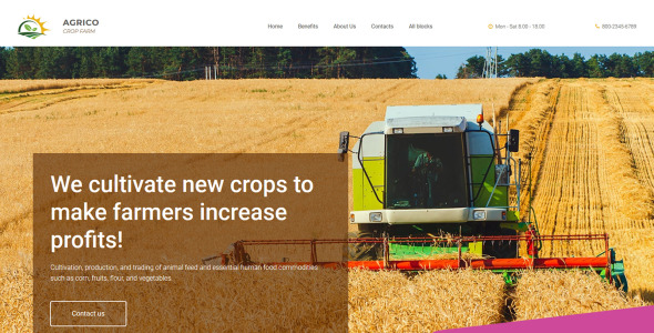 шаблон целевой страницы crop farm landing page