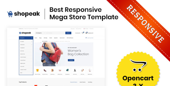 мега магазин отзывчивый шаблон opencart