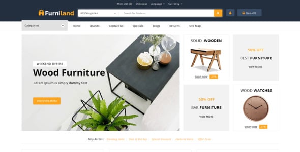 шаблон магазина домашнего декора opencart