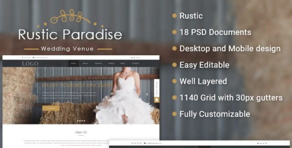 PSD шаблон на тему свадебный зал