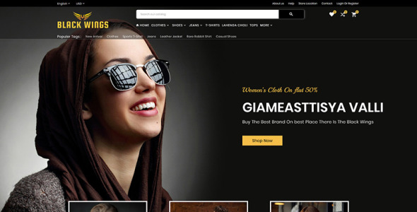 black wings fashion универсальный магазин opencart шаблон