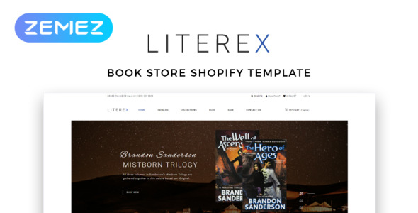 книжный магазин shopify многостраничная тема shopify