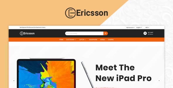 ericssion электронный мега магазин шаблон opencart