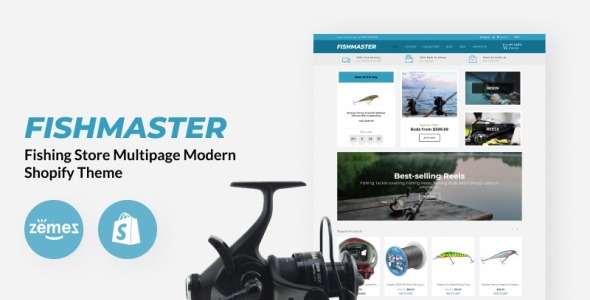 рыболовный магазин многостраничная современная тема shopify