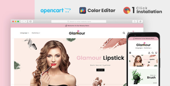 glamour cosmetics store opencart шаблон