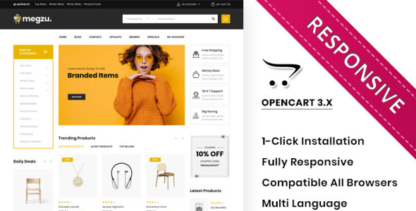 отзывчивый премиум шаблон opencart mega store responsive premium opencart template