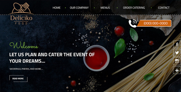 PSD шаблон на тему еда и ресторан