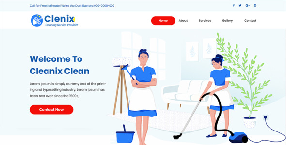 PSD шаблон на тему клининговая компания