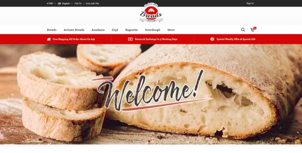 хлебобулочный prestashop тема