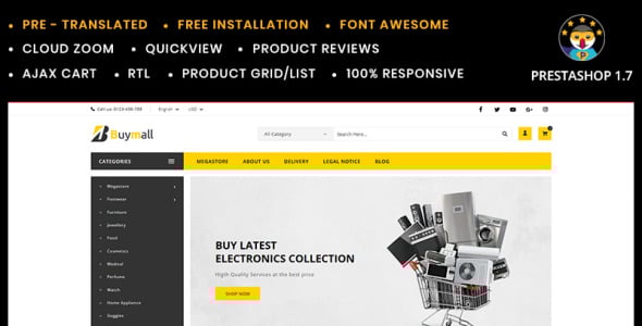 buymall универсальный магазин prestashop тема