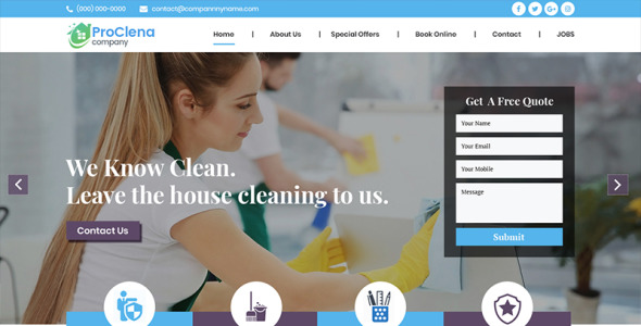 PSD шаблон на тему клининговая компания