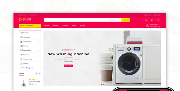 biteshop электронный магазин шаблон opencart