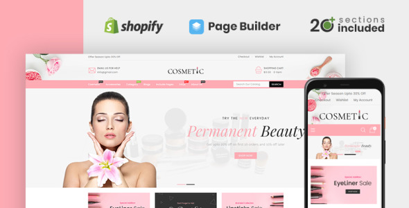 магазин косметики shopify тема