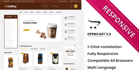 шаблон mega coffee shop opencart