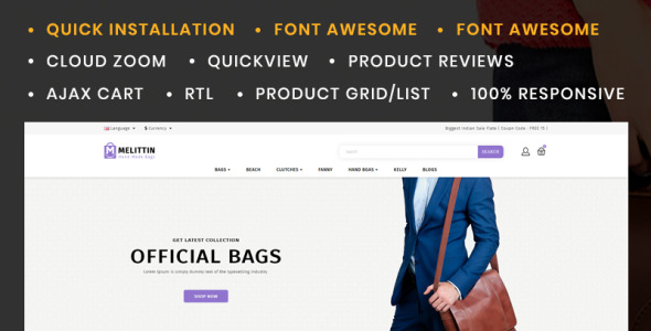 шаблон магазина сумок opencart