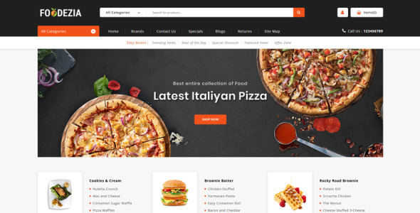 шаблон opencart ресторанного магазина