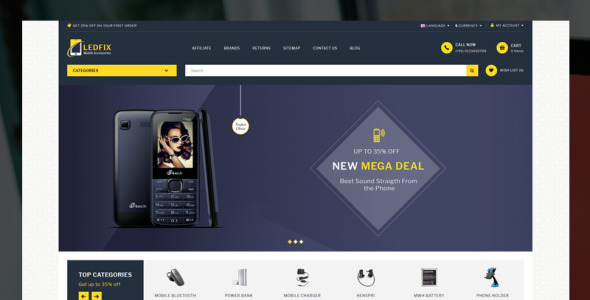 шаблон opencart мобильного магазина ledfix