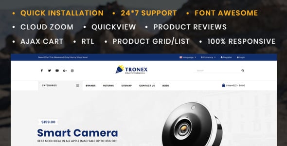 Tronex Electronics Store OpenCart Template