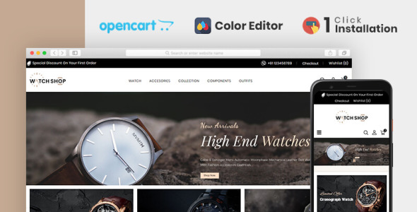 магазин часов и аксессуаров opencart шаблон